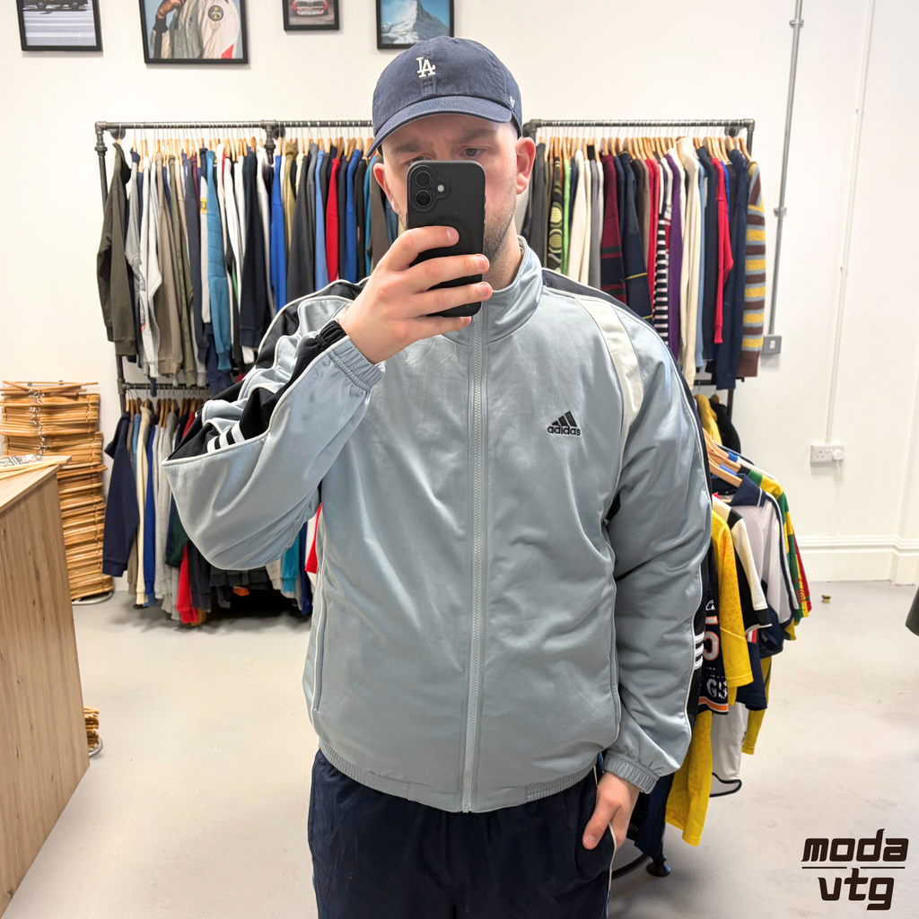 Vintage Y2K Adidas Track Jacket Large Grey Retro Unisex