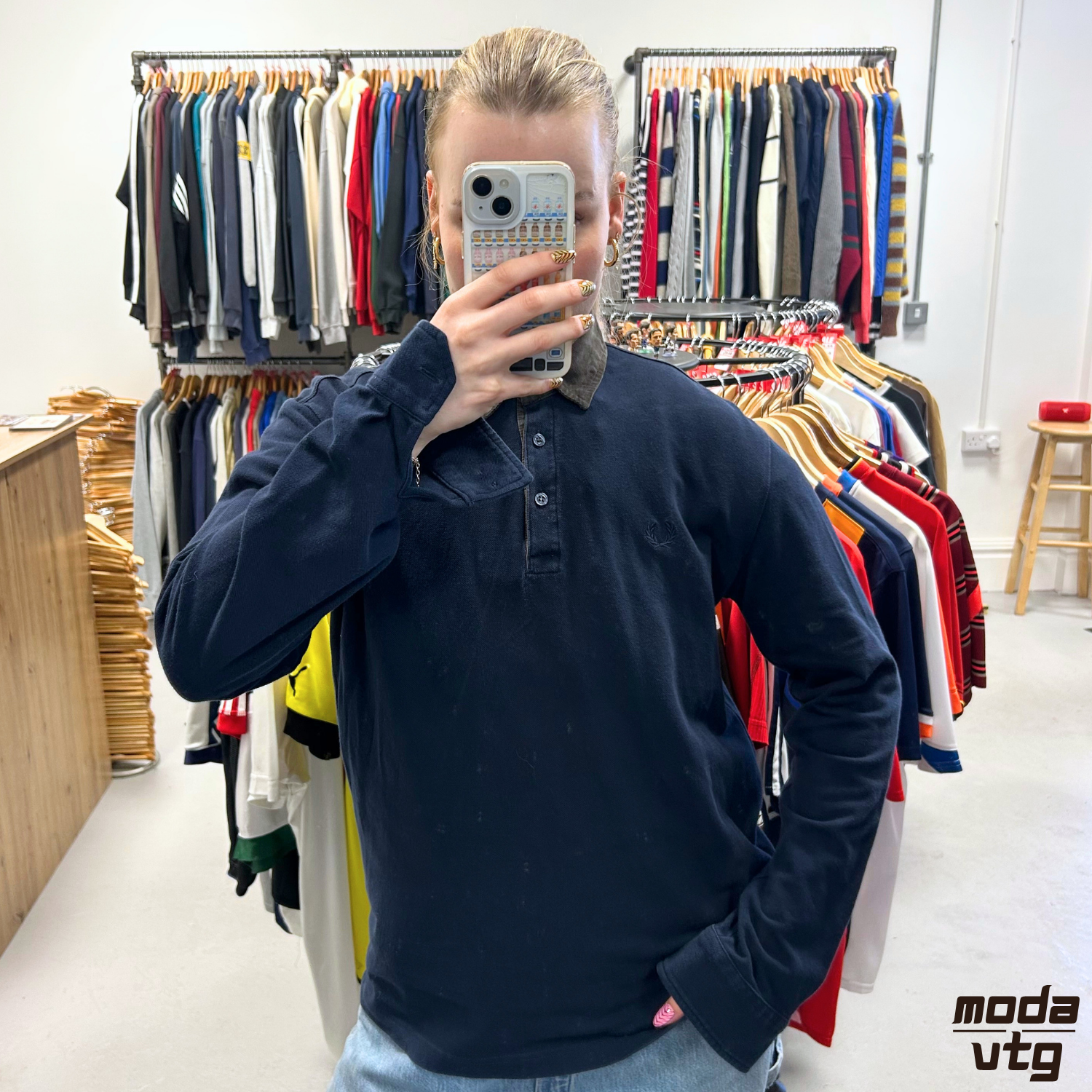 Vintage 90s Fred Perry Polo Navy Medium Unisex Retro