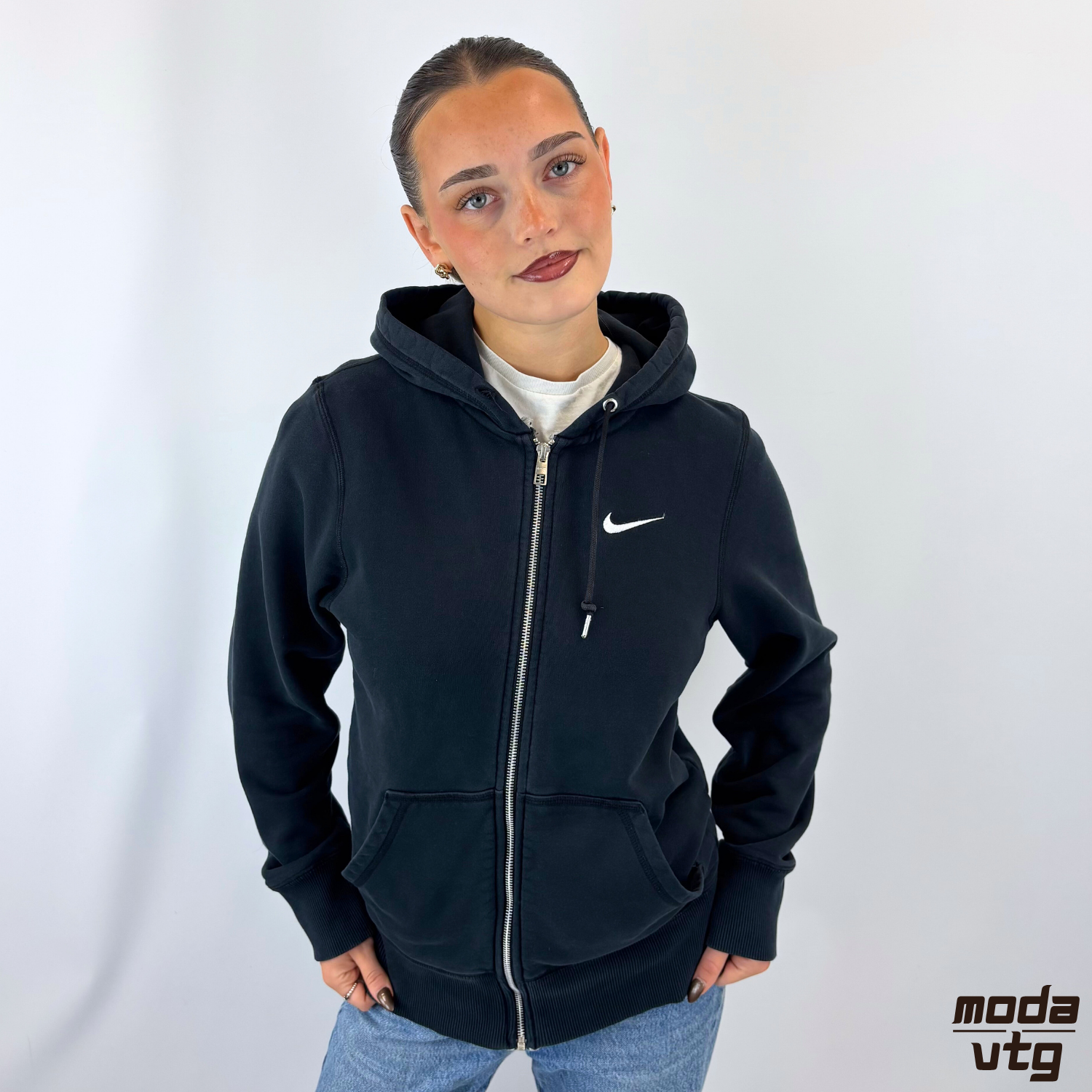 Vintage Y2K Nike Hoodie Navy XS Full Zip