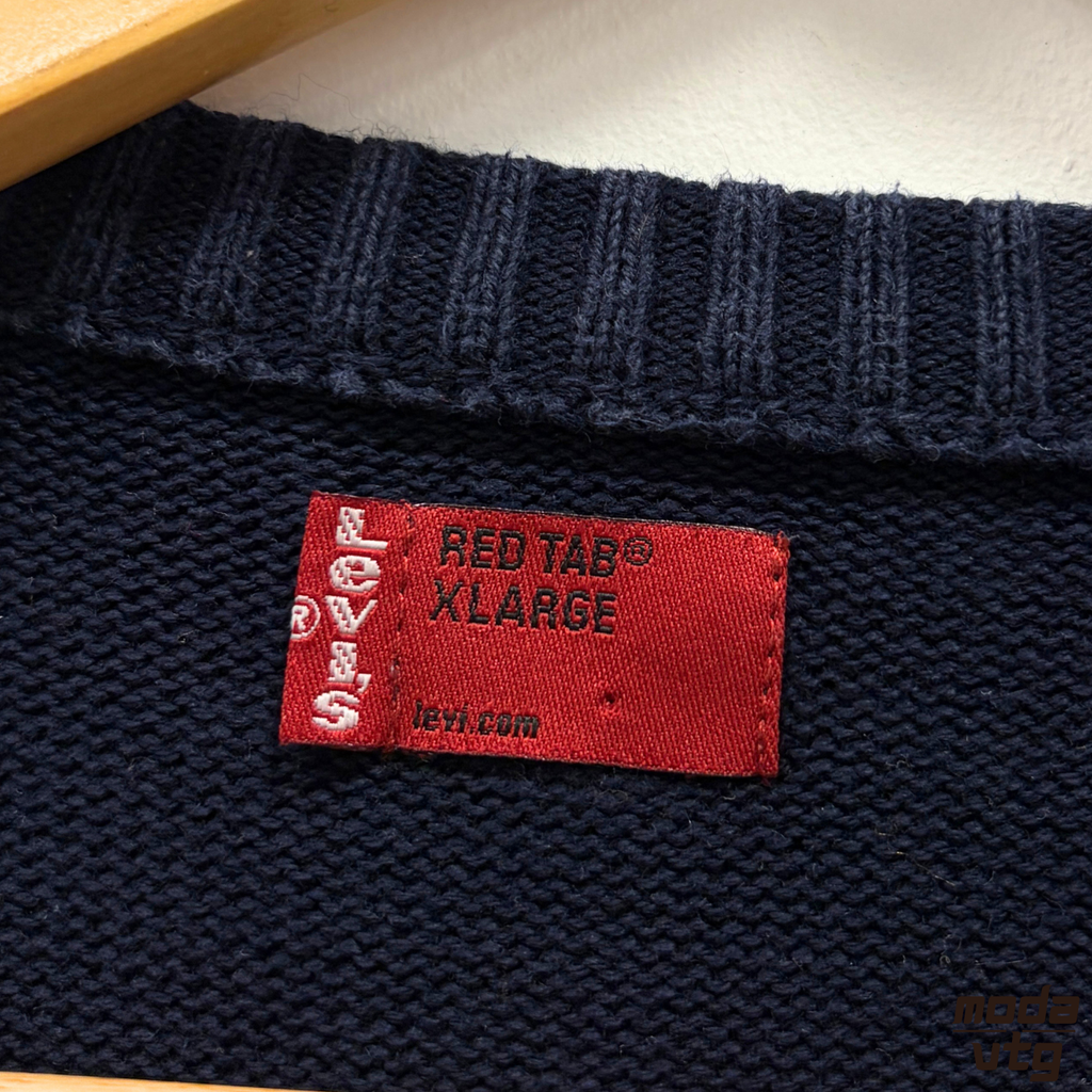 Vintage Y2K Levi’s Knitted Jumper Navy Medium Retro Unisex
