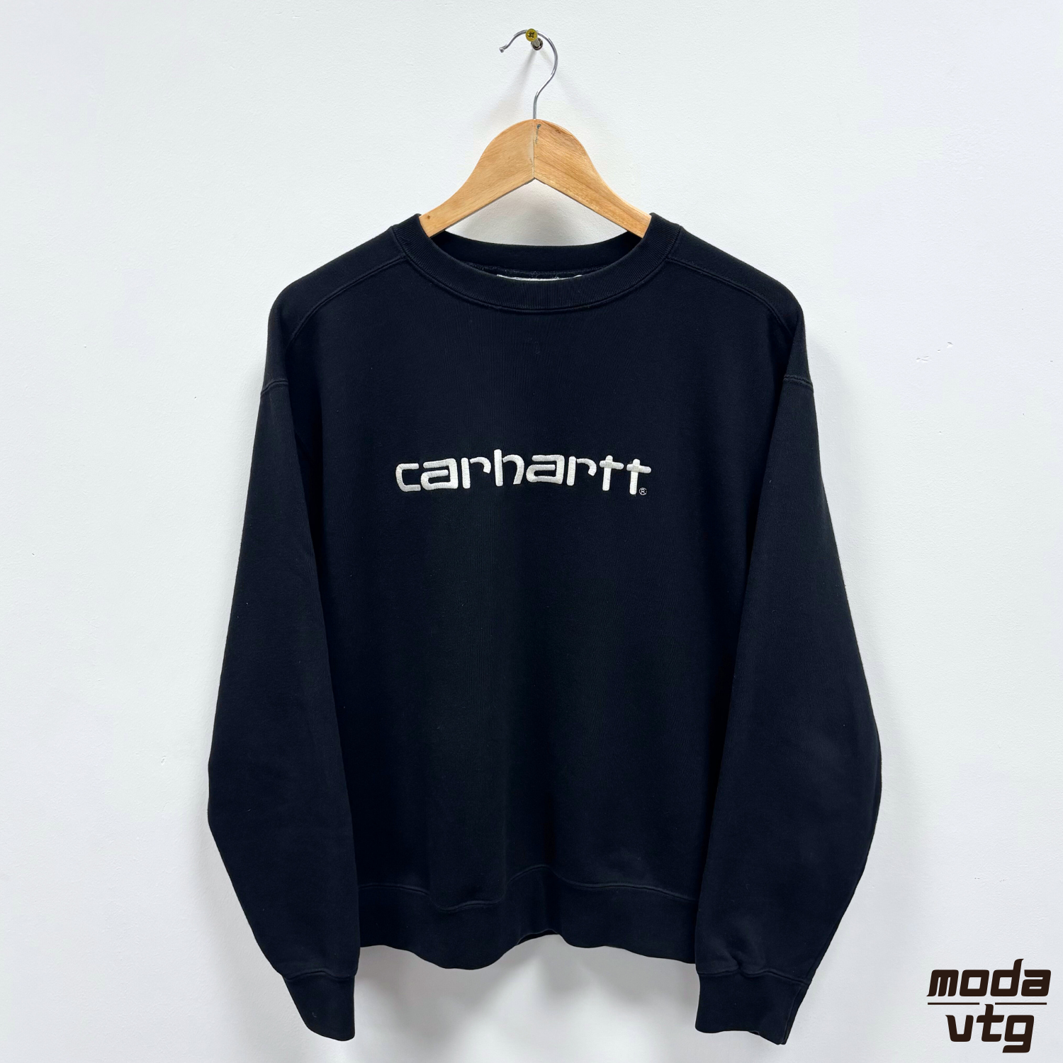 Vintage Y2K Carhartt Sweatshirt Black Small Spell Out