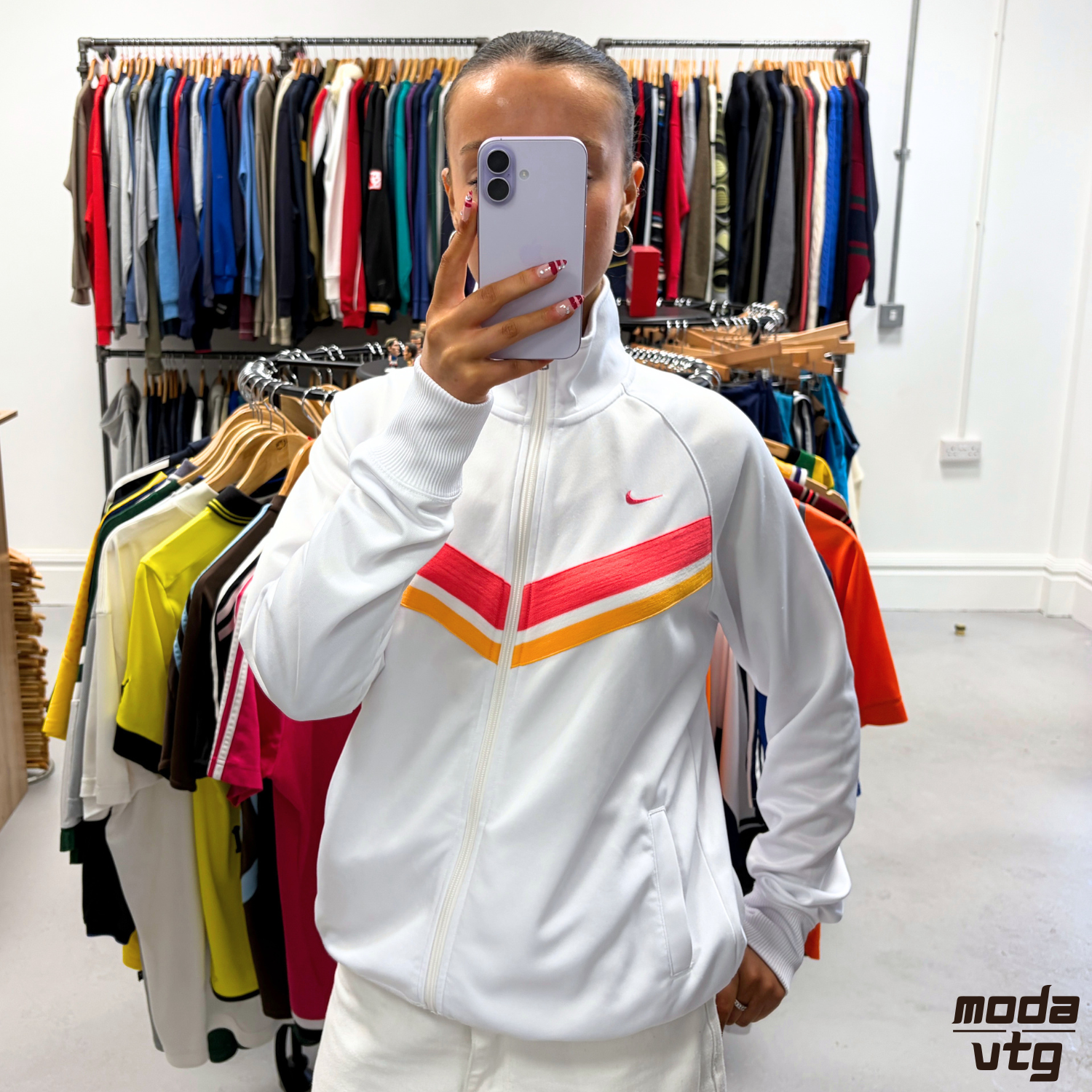 Vintage Y2K Nike Track Jacket White Medium Retro Unisex