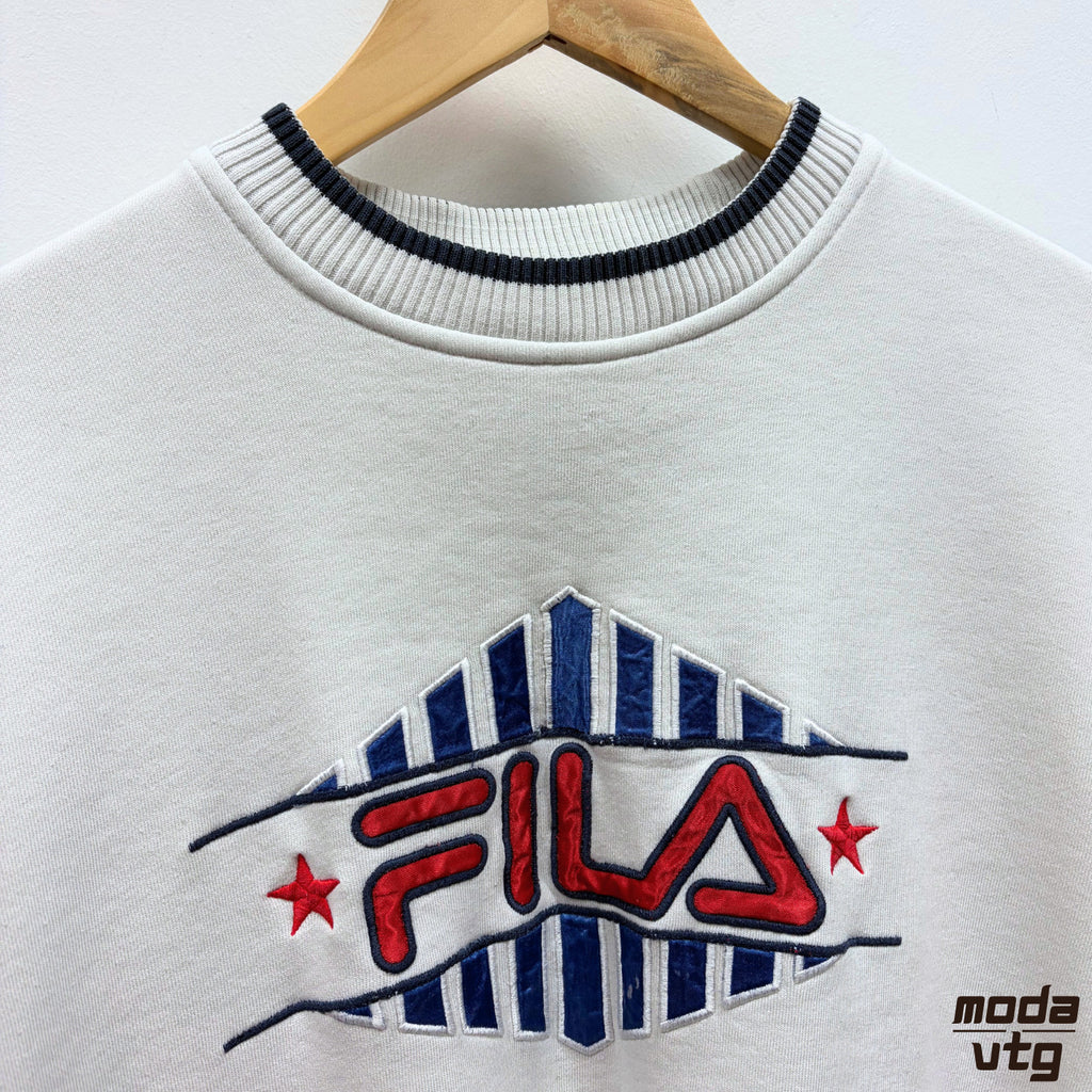 Vintage 90s Fila Sweatshirt White Medium Retro Unisex