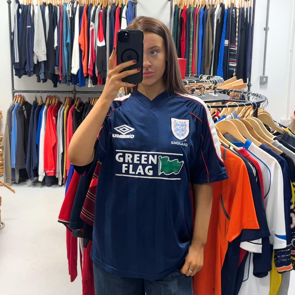 Vintage 1998/00 England Jersey Navy Large Retro Unisex Umbro