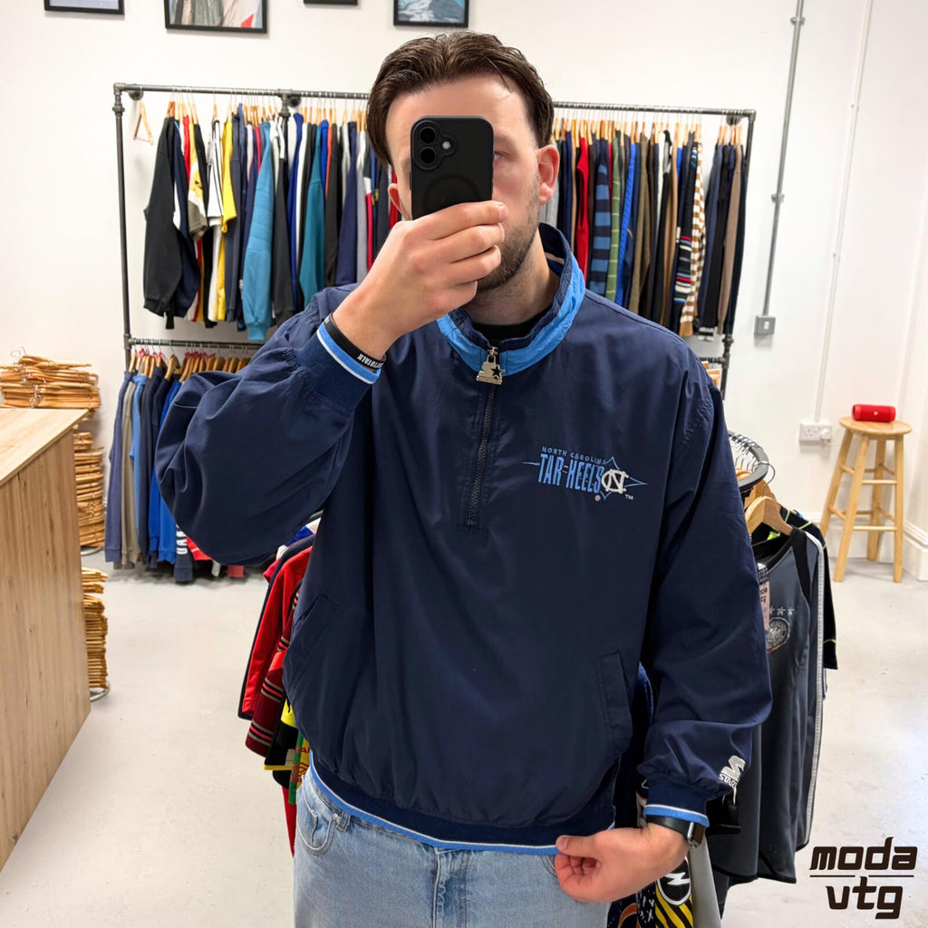 Vintage Y2K North Carolina Tar Heels Windbreaker Navy Large Starter Retro Unisex