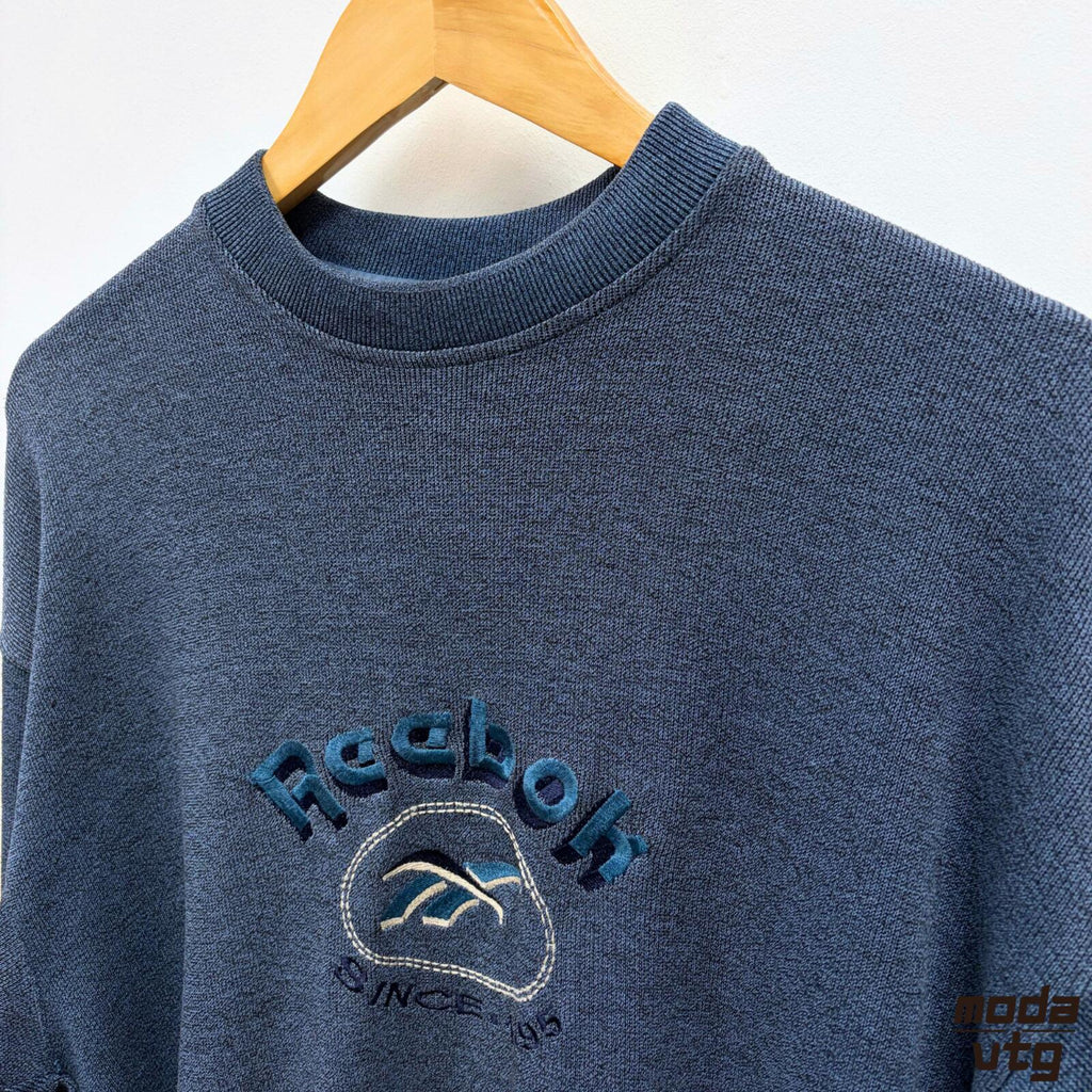 Vintage 90s Reebok Sweatshirt Blue Medium Retro Unisex