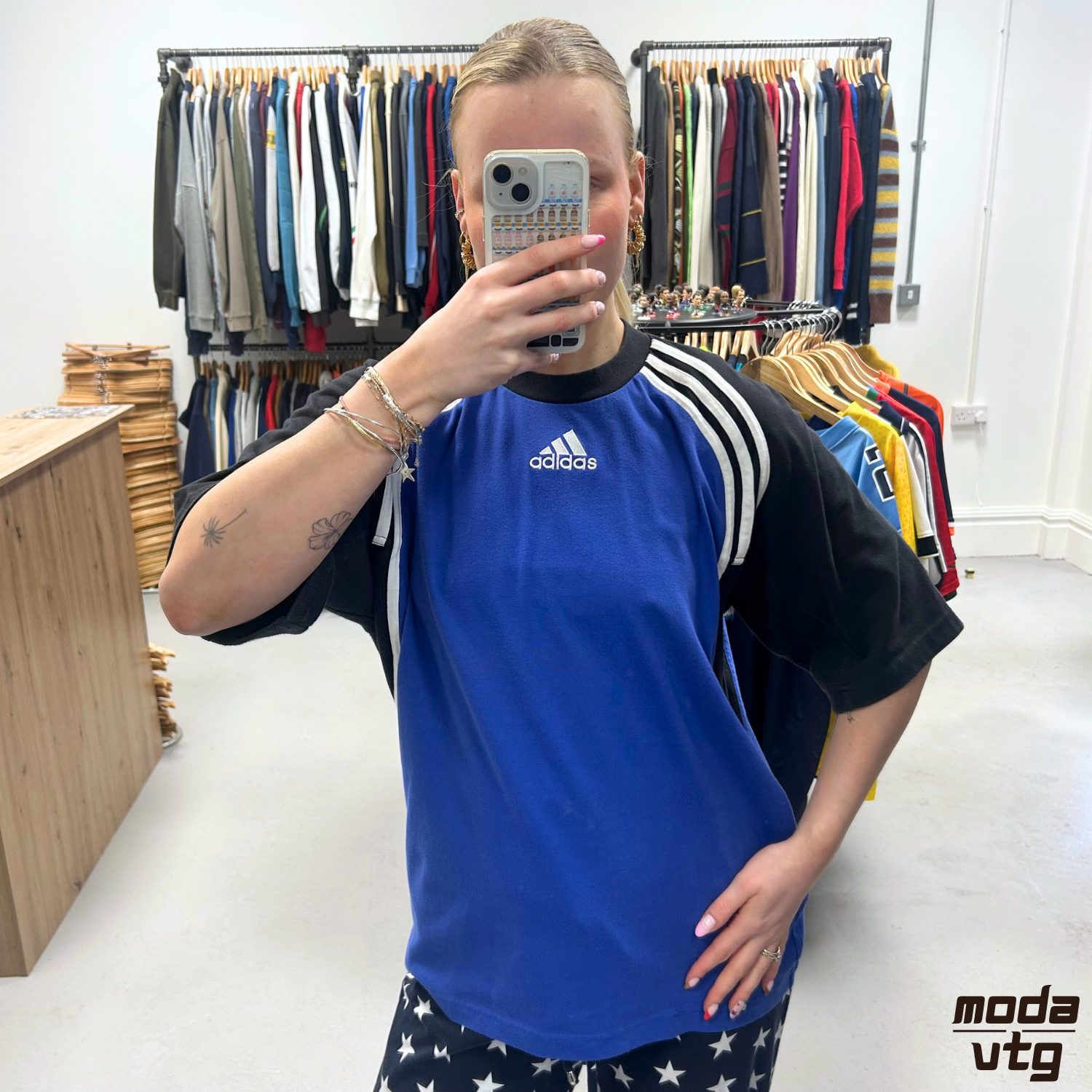 Vintage 90s Adidas T-Shirt Blue Medium Retro Unisex Summer
