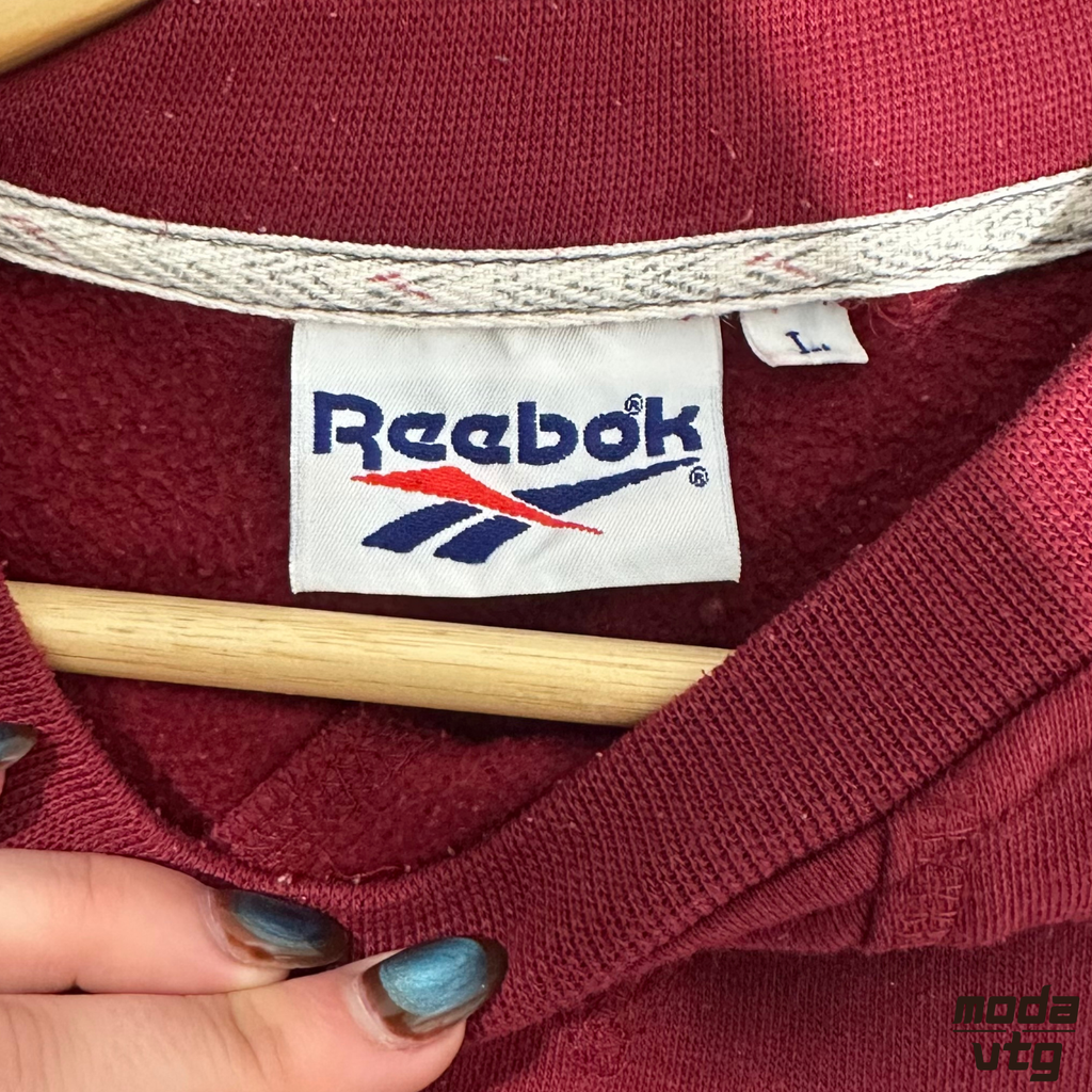 Vintage 90s Reebok Sweatshirt Burgundy Large Retro Unisex
