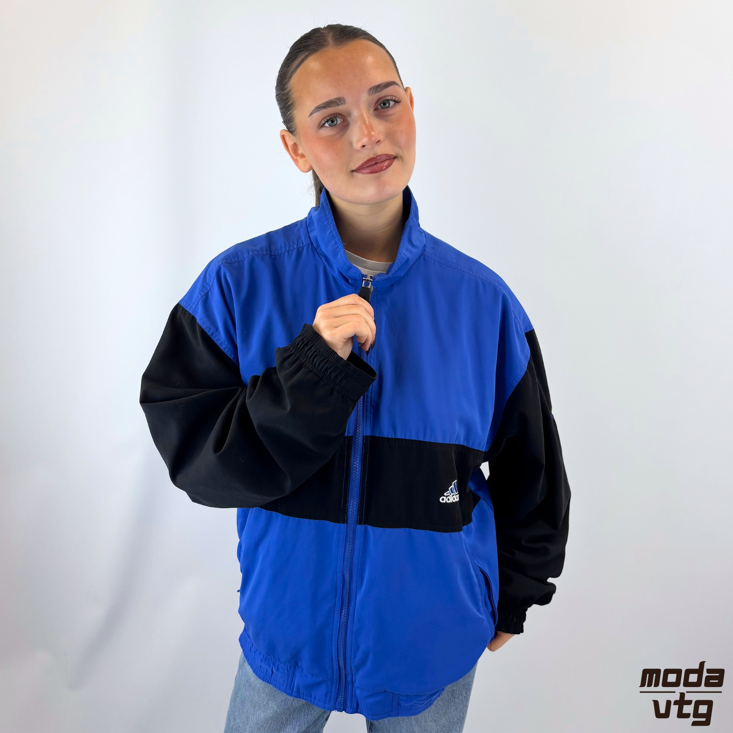 Vintage Y2K Adidas Track Jacket Blue Medium Retro