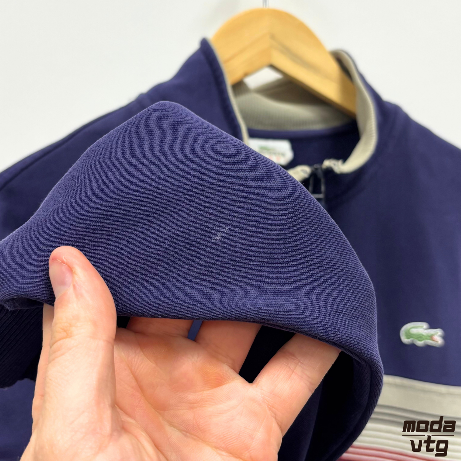 Vintage Y2K Lacoste Sweatshirt Navy Medium Quarter Zip
