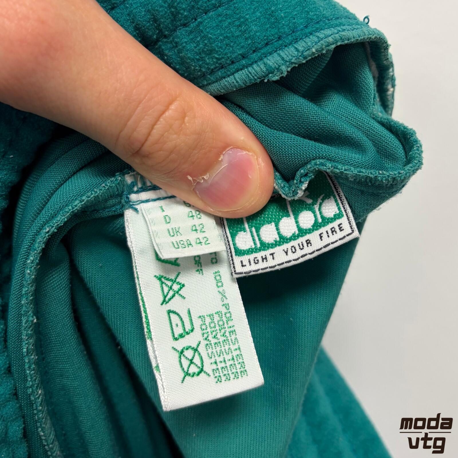 Vintage 90s Diadora Trousers Turquoise Large Retro Funky Trackpants