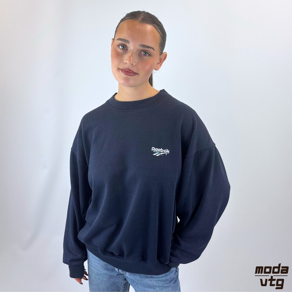 Vintage Y2K Reebok Sweatshirt Navy Medium Crewneck