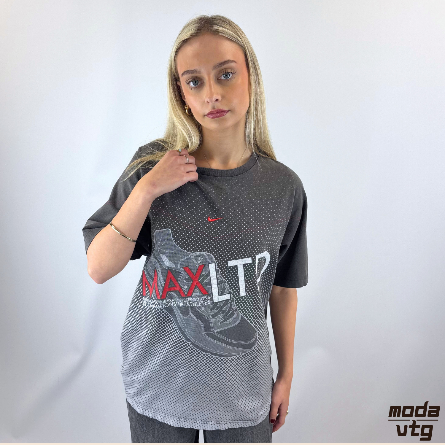 Vintage Y2K Nike Air T-Shirt Grey Large Max Ltd