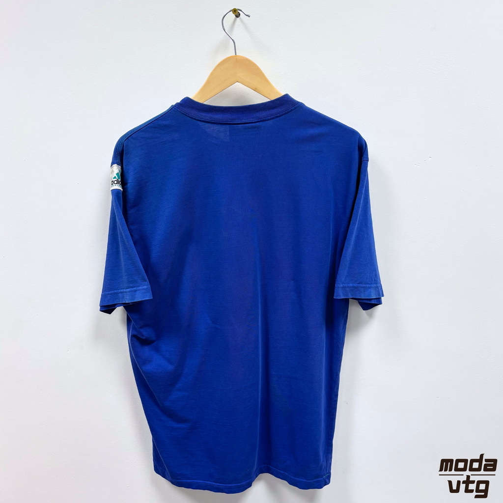 Vintage 90s Adidas Equipment T-Shirt Blue XL