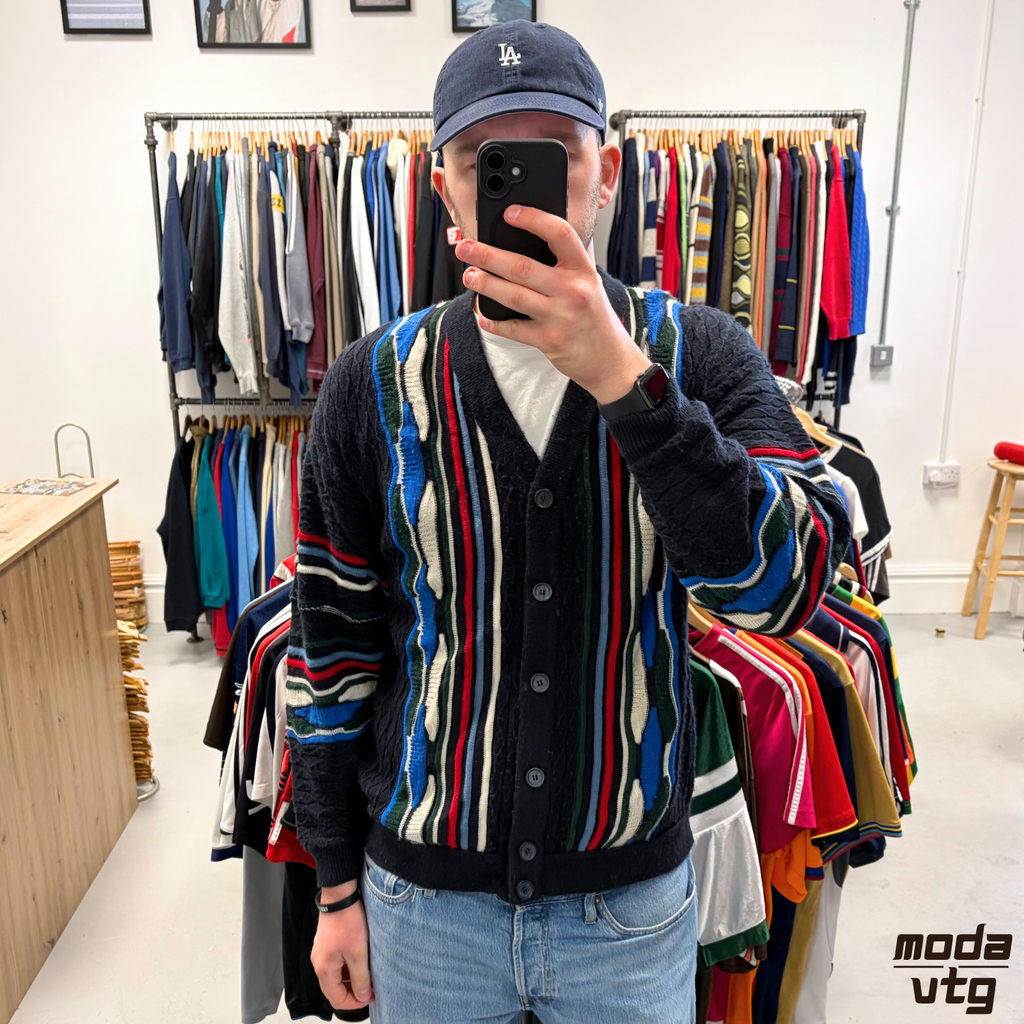 Vintage 90s Coogi Style Cardigan Large Knitted Multicoloured Retro Unisex