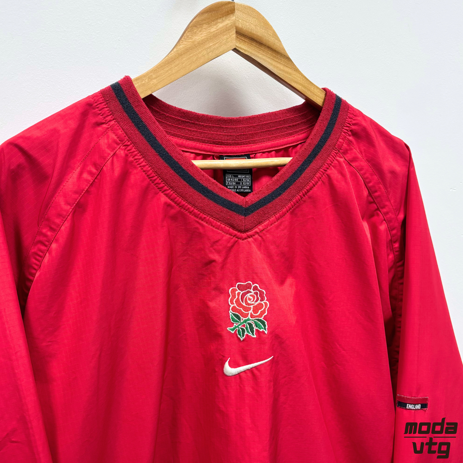 Vintage 1999/01 England Rugby Training Pullover Windbreaker Red Large Retro