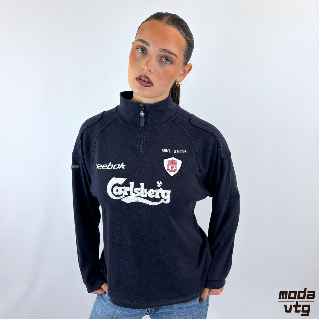 Vintage Y2K Liverpool Reebok Sweatshirt Navy XS Quarter Zip