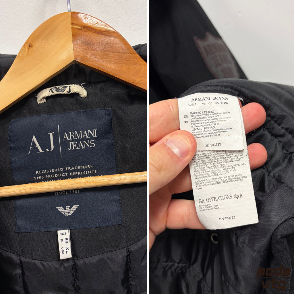 Vintage Y2K Armani Jeans Parka Jacket Black XL Retro AX