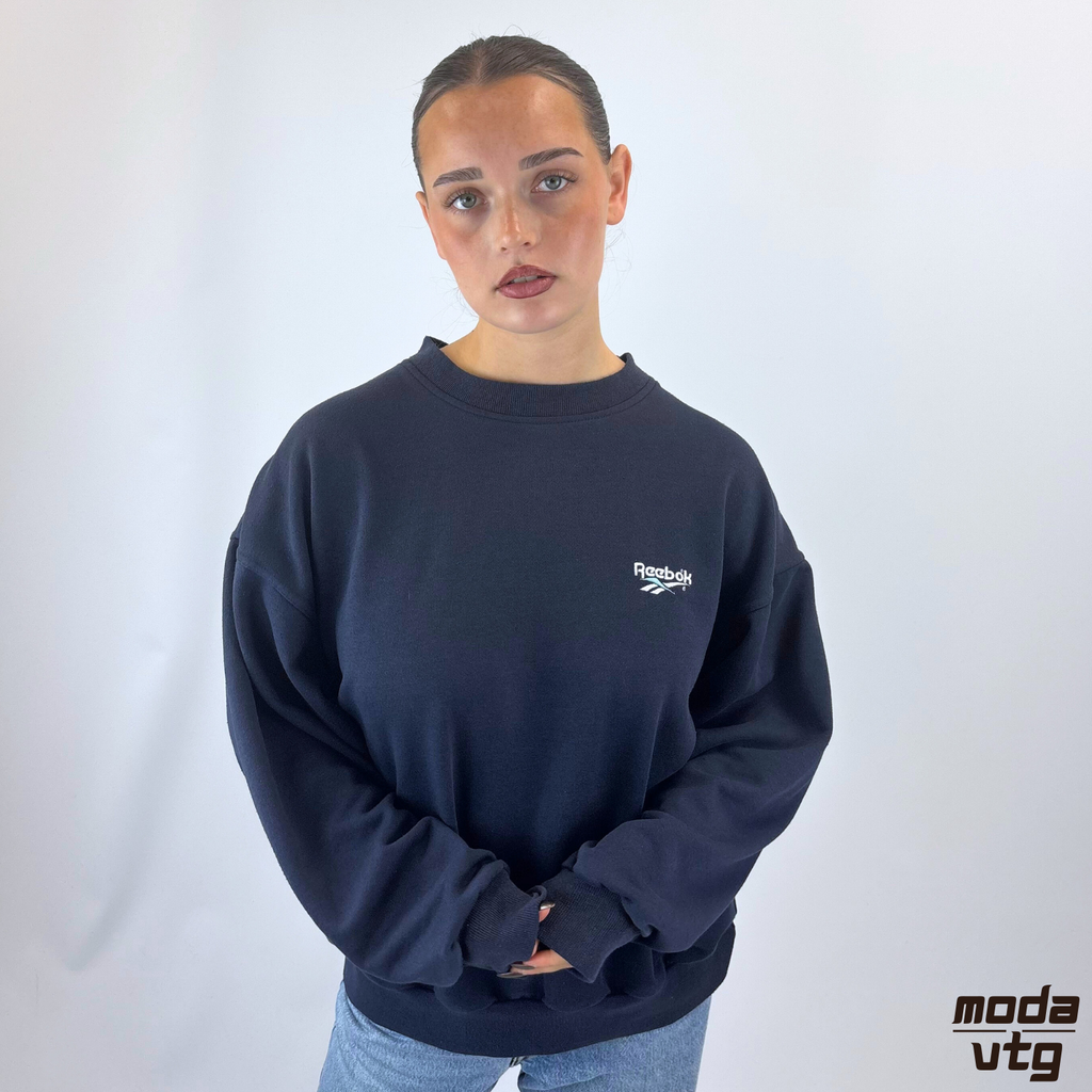 Vintage Y2K Reebok Sweatshirt Navy Medium Crewneck