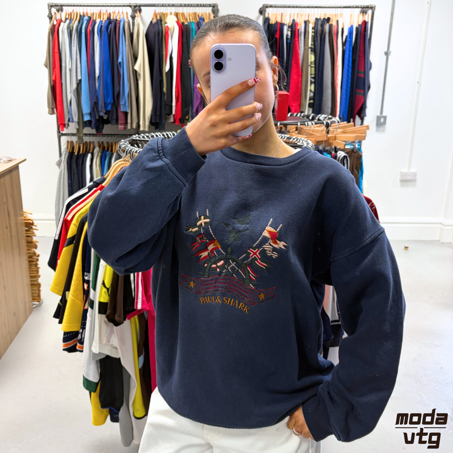 Vintage 90s Paul & Shark Sweatshirt Navy Medium Retro Unisex