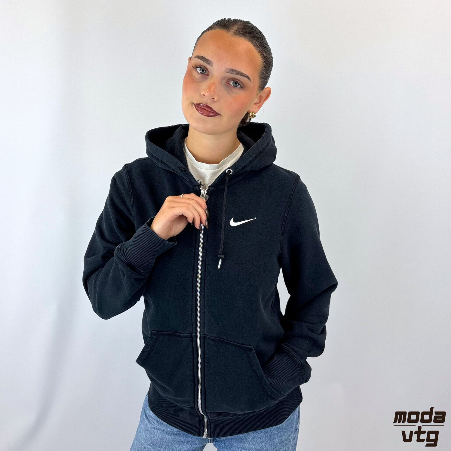 Vintage Y2K Nike Hoodie Navy XS Full Zip