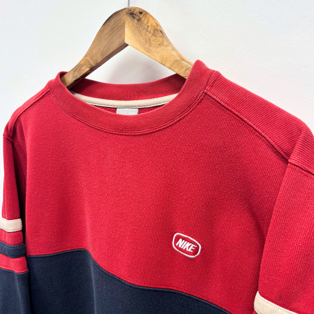 Vintage Y2K Nike Sweatshirt Navy Red Small Crewneck