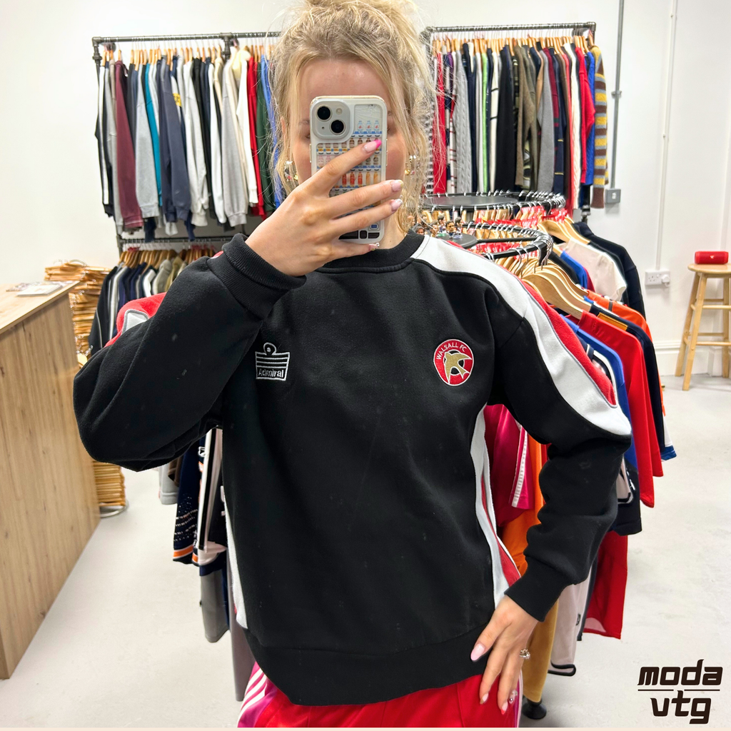 Vintage 2010 Walsall FC Sweatshirt Black Small Unisex Retro Admiral