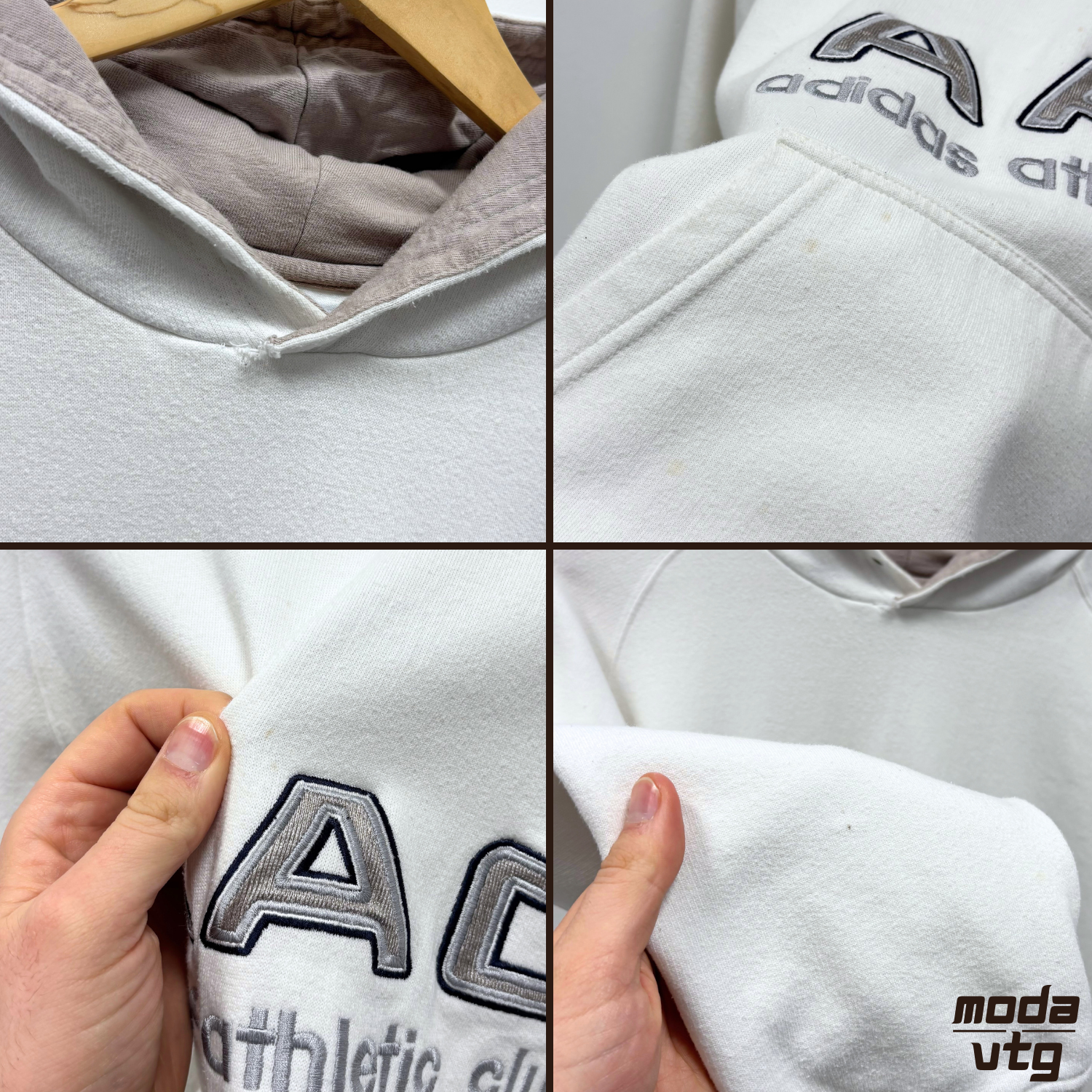Vintage 90s Adidas Hoodie White Small AAC Adidas Athletic Club