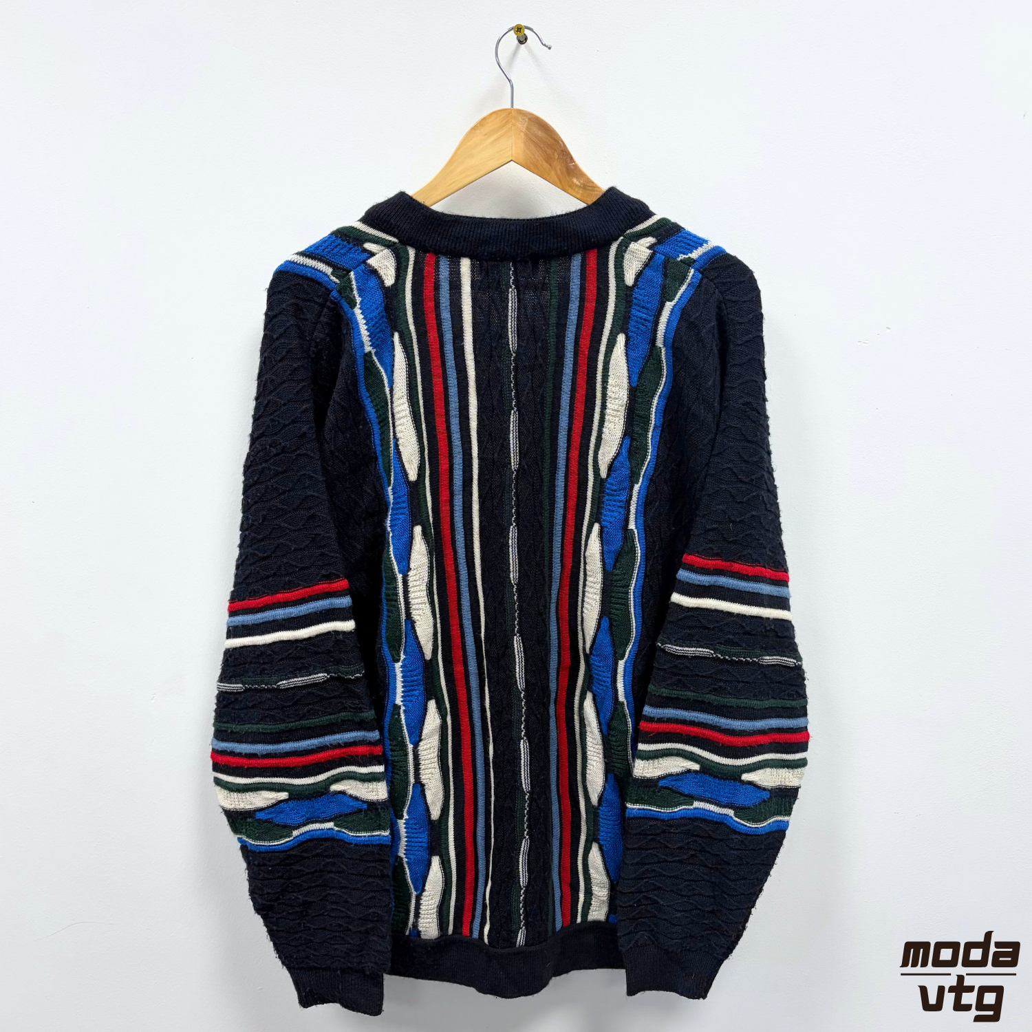 Vintage 90s Coogi Style Cardigan Large Knitted Multicoloured Retro Unisex
