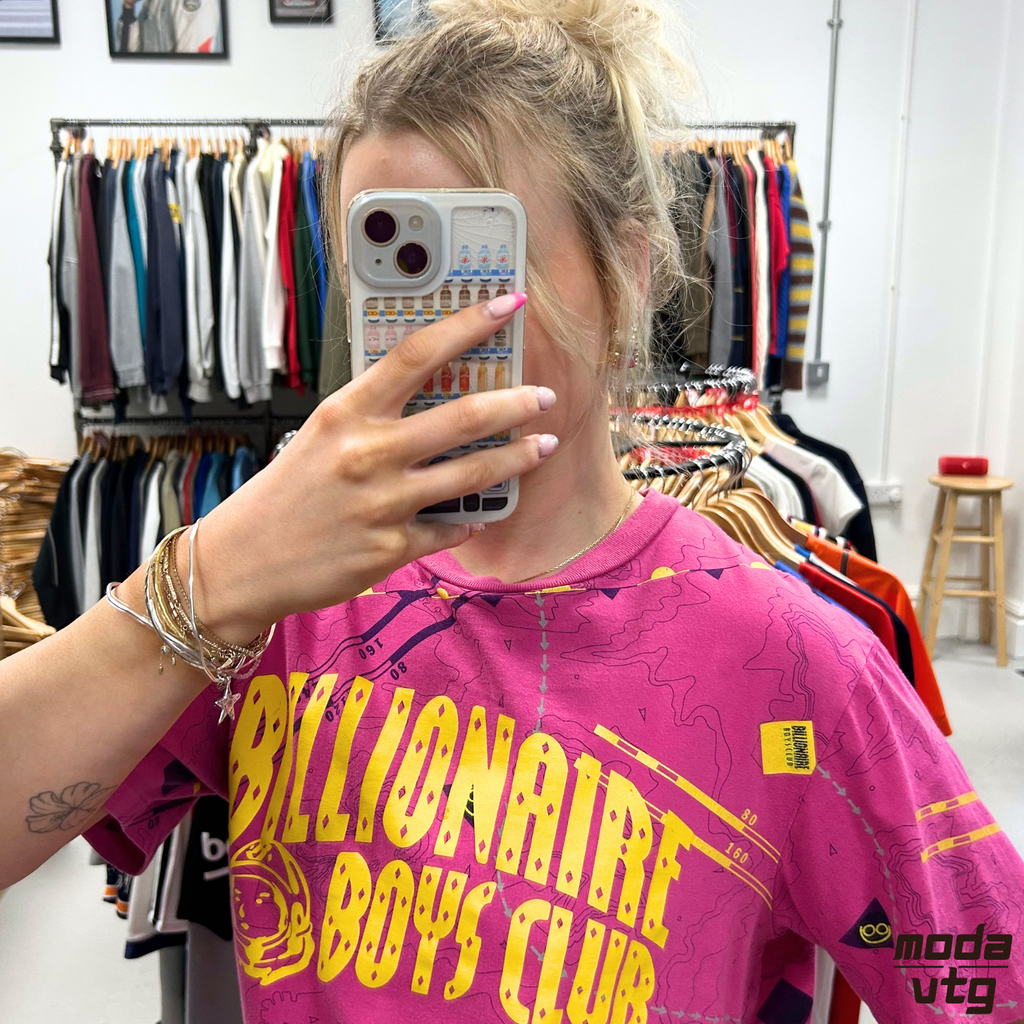 Vintage Y2K Billionaire Boys Club T-Shirt Pink Small Unisex Retro Graphic Summer