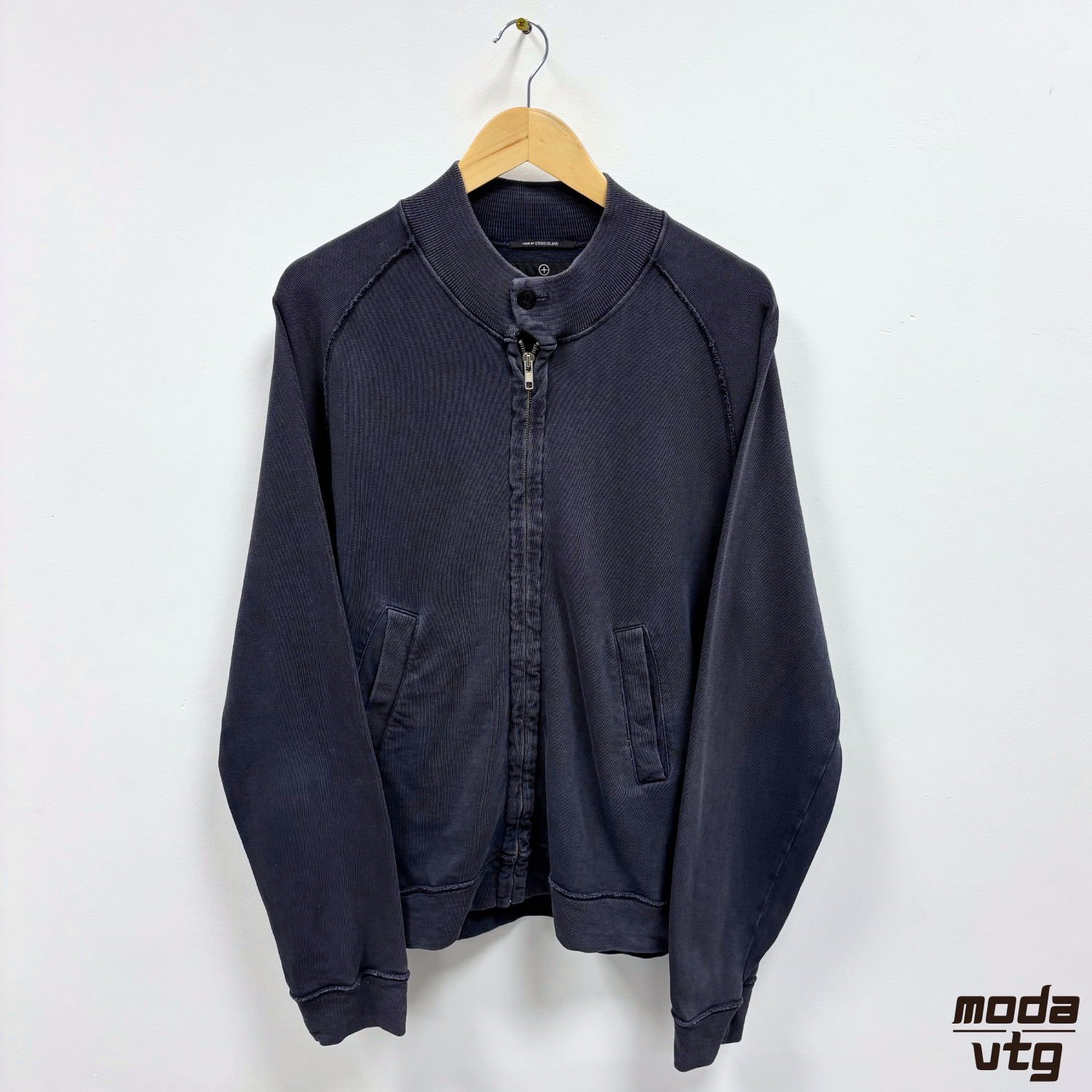 Vintage Y2K Stone Island Denims Sweatshirt Navy XL Full Zip Embroidered