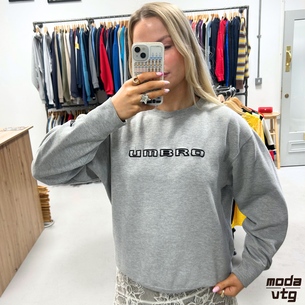 Vintage Y2K Umbro Sweatshirt Grey Small Unisex Retro Spellout
