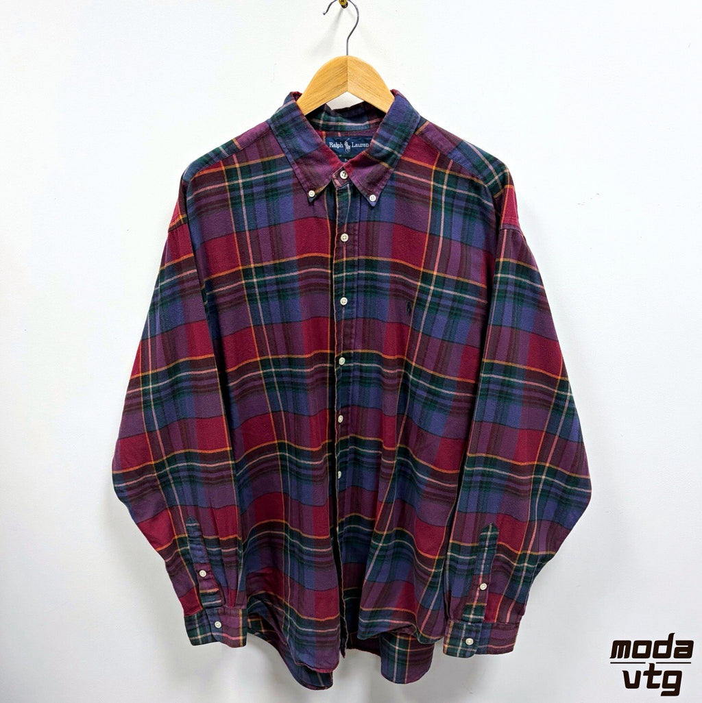 Ralph Lauren Shirt Checked XXL Long Sleeve 90s Vintage Blake Preppy Quiet Luxury