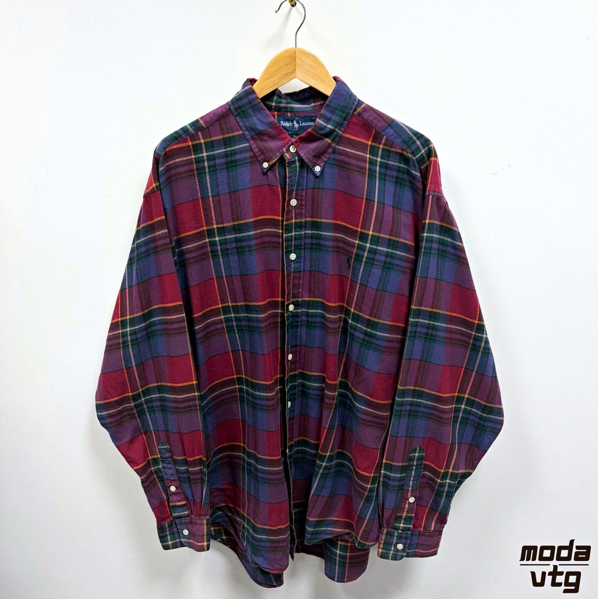Ralph Lauren Shirt Checked XXL Long Sleeve 90s Vintage Blake Preppy Quiet Luxury