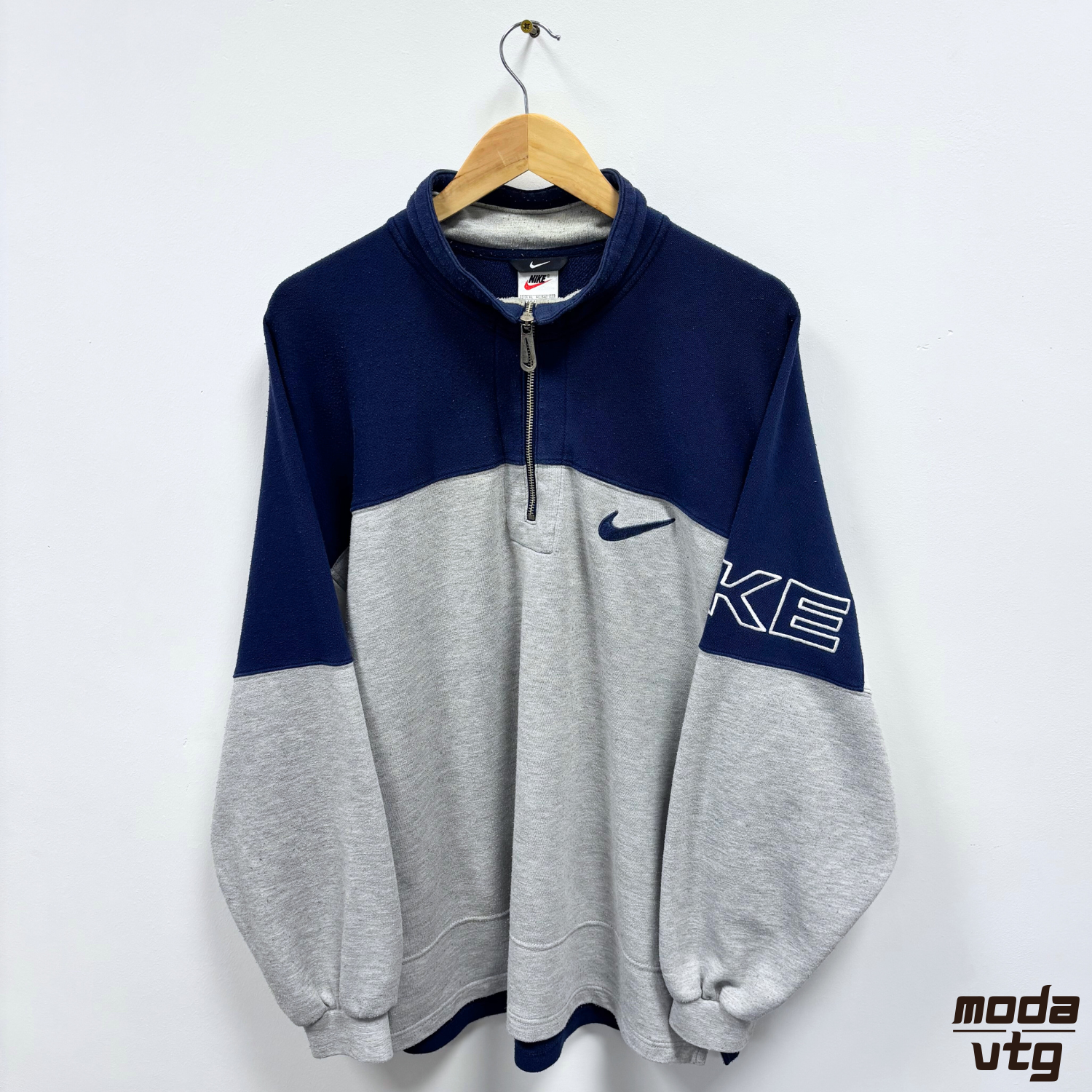 Vintage 90s Nike Sweatshirt Grey XL Quarter Zip Retro