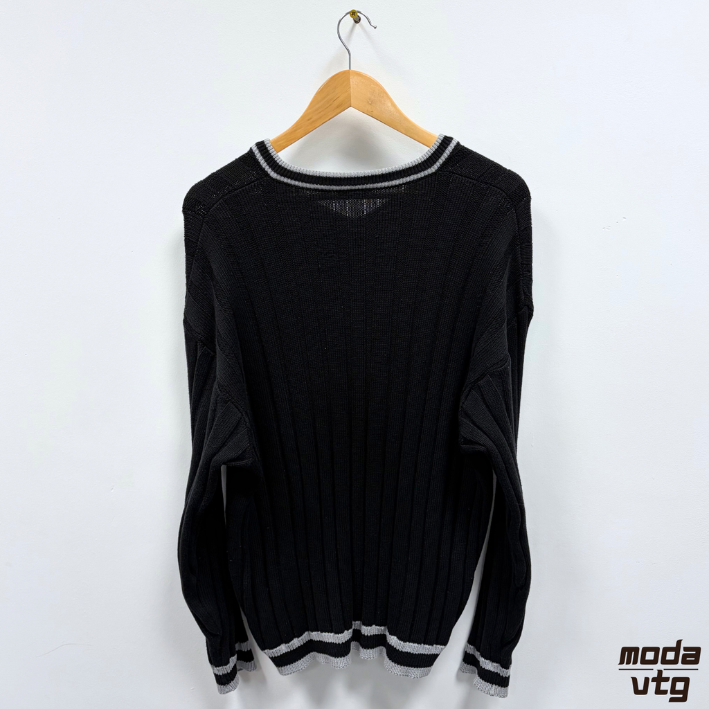 Vintage 90s Lacoste Sport Knitted Jumper Black Small Unisex Cable Retro