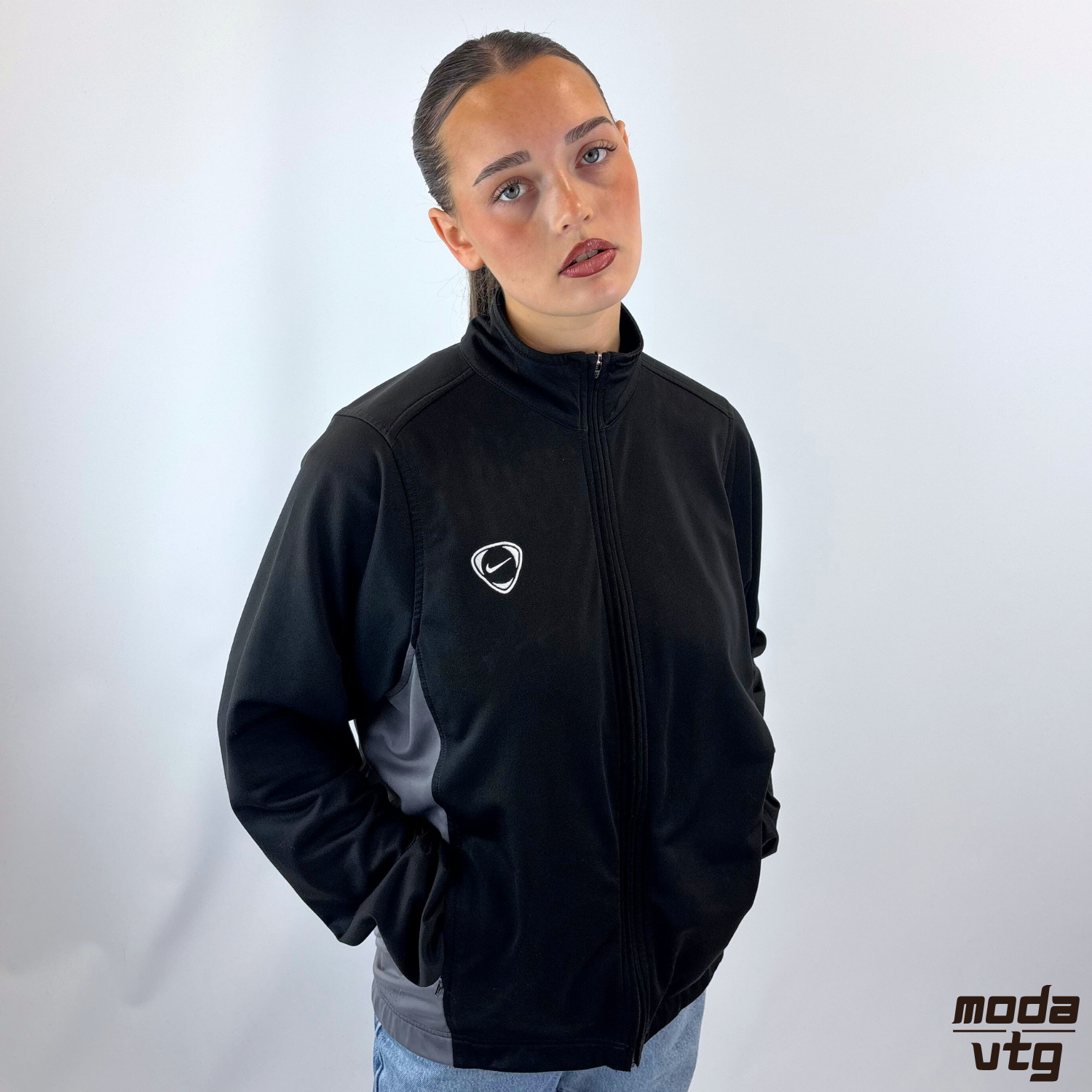 Vintage Y2K Nike Track Jacket Black Medium T90 Total 90 Retro