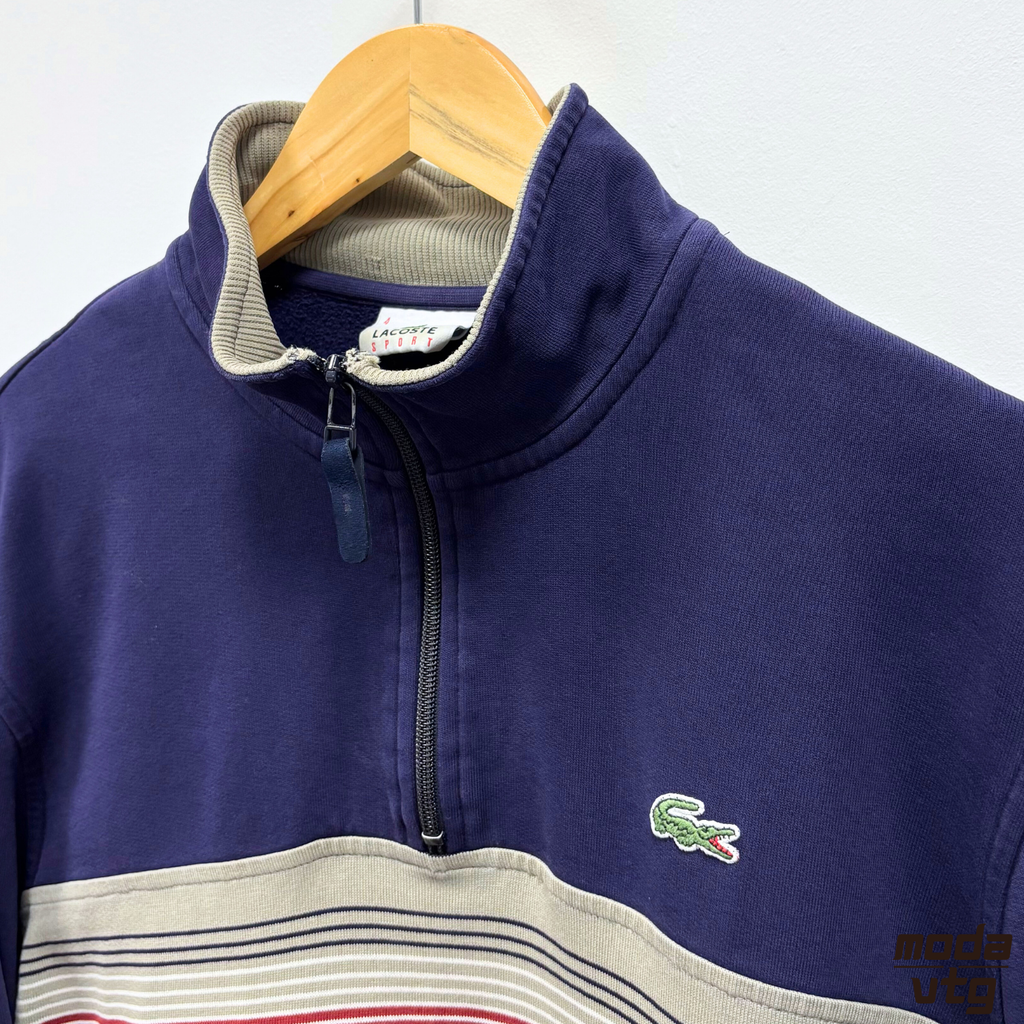 Vintage Y2K Lacoste Sweatshirt Navy Medium Quarter Zip