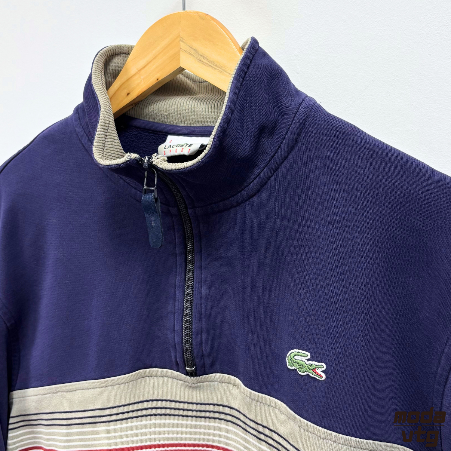 Vintage Y2K Lacoste Sweatshirt Navy Medium Quarter Zip
