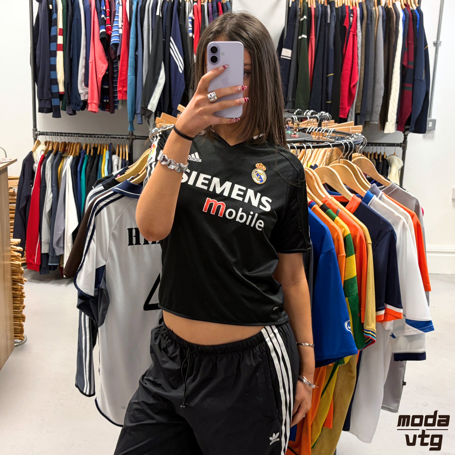 Vintage 2004/05 Real Madrid Jersey Black Women’s Small Away Retro Adidas Summer