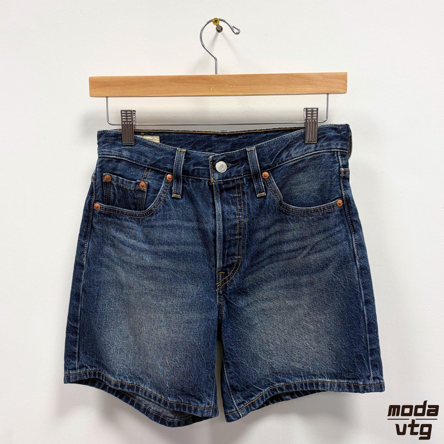 Levis 501 Denim Shorts Navy Womens Small Jorts Vintage Retro