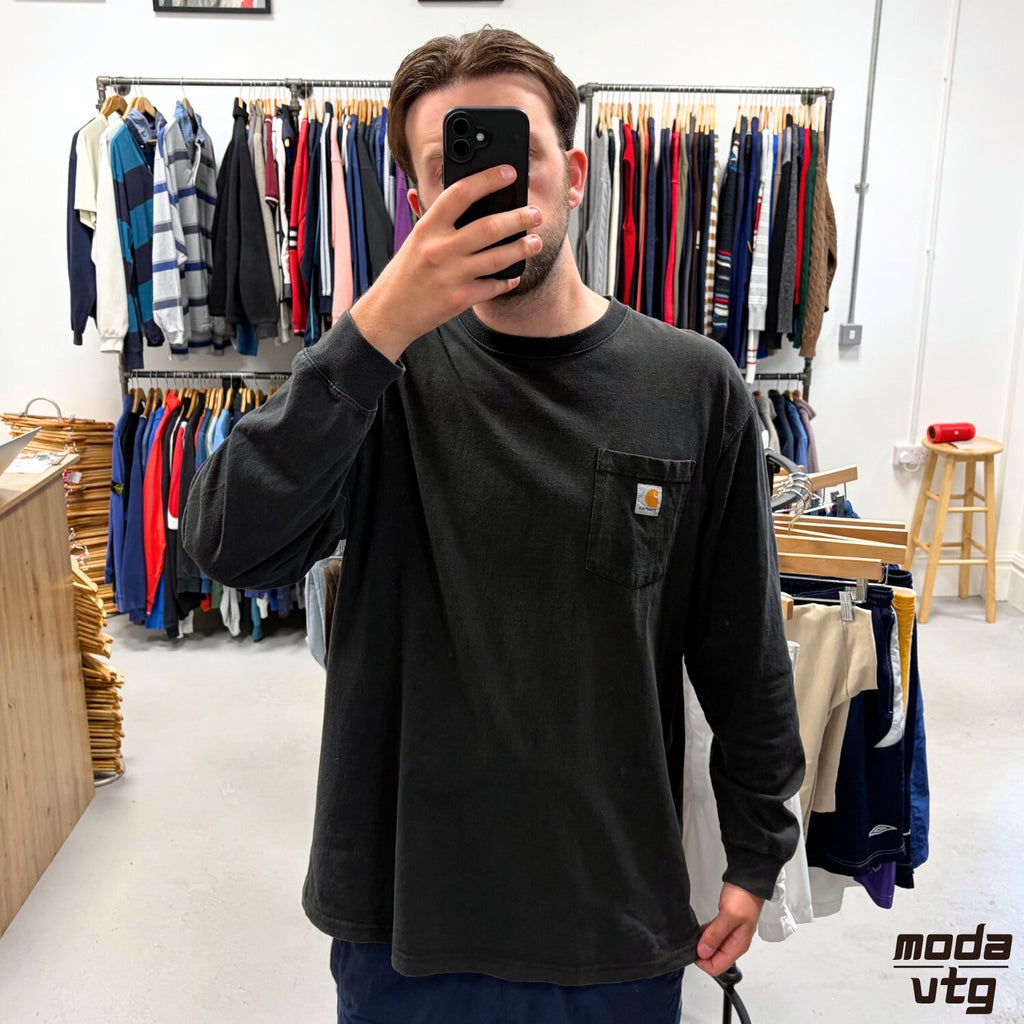 Vintage Y2K Carhartt T-Shirt Black XL Retro Unisex Long Sleeve