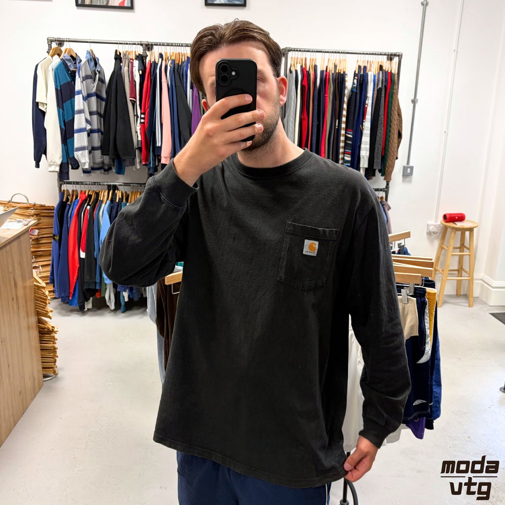 Vintage Y2K Carhartt T-Shirt Black XL Retro Unisex Long Sleeve