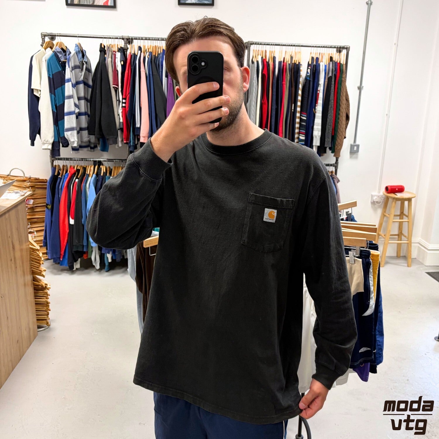 Vintage Y2K Carhartt T-Shirt Black XL Retro Unisex Long Sleeve