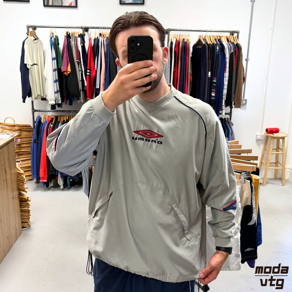 Vintage Y2K Umbro Windbreaker Grey Large Retro Unisex Pullover