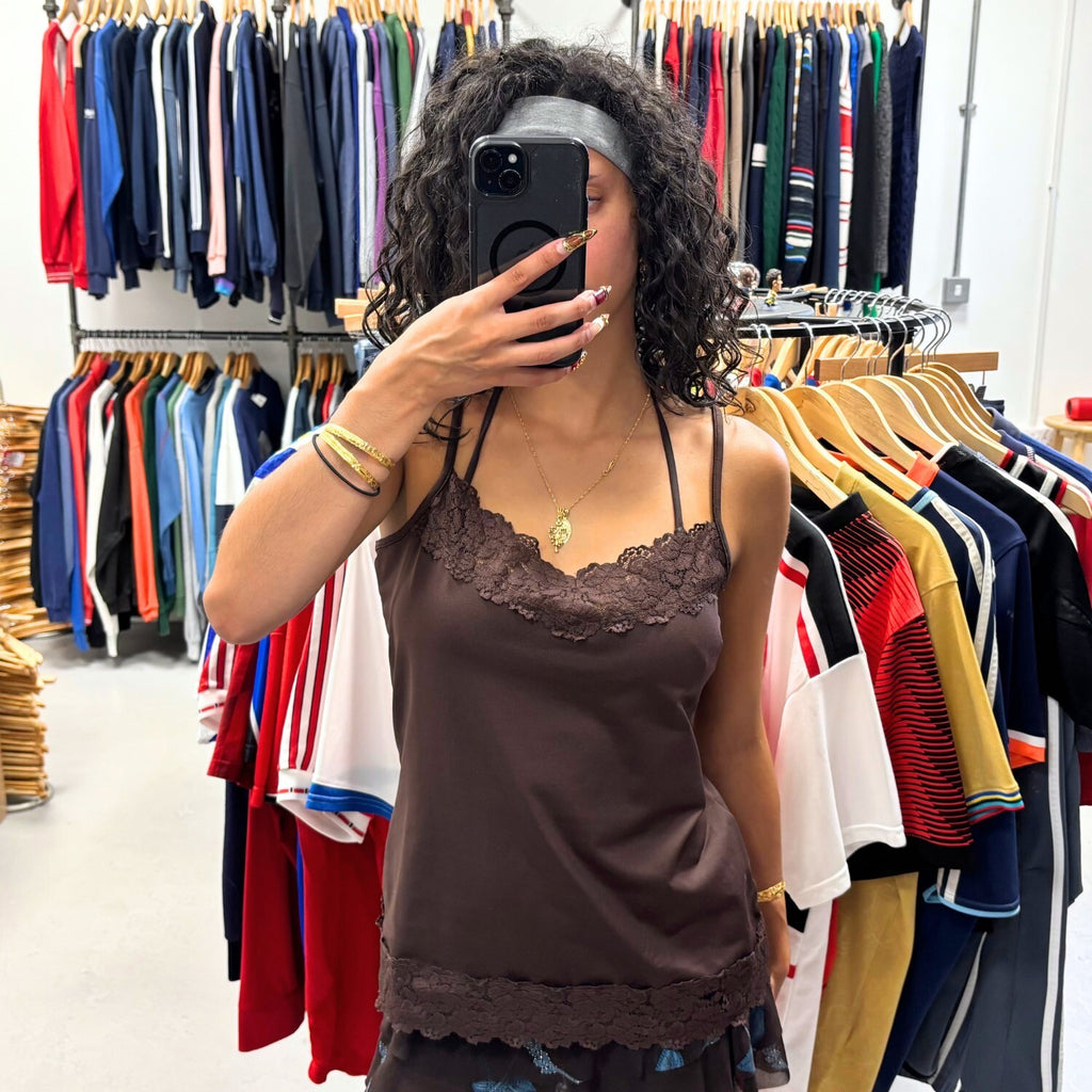 Vintage Y2K Cami Top Brown Women’s Medium Cato Summer Retro