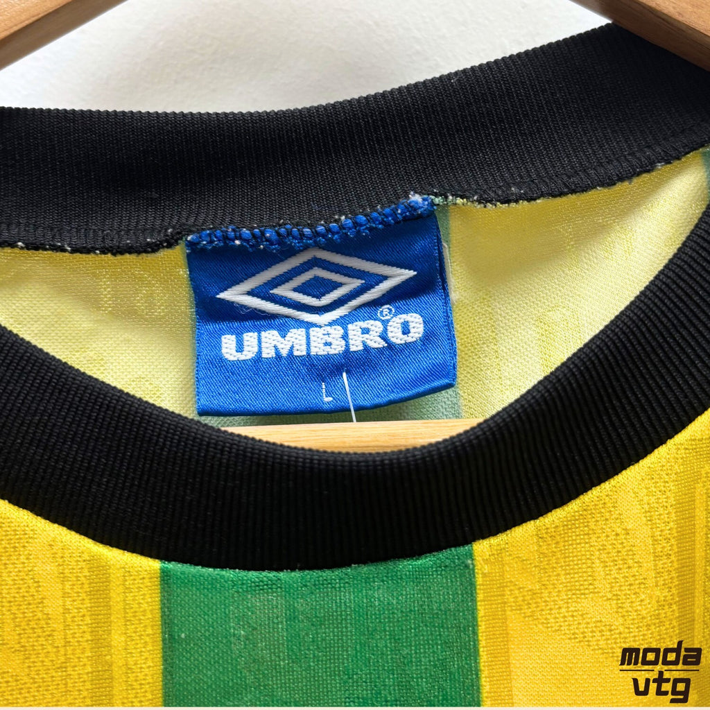 Manchester United Umbro Training Shirt Yellow Green Large Vintage 1992 93 Retro