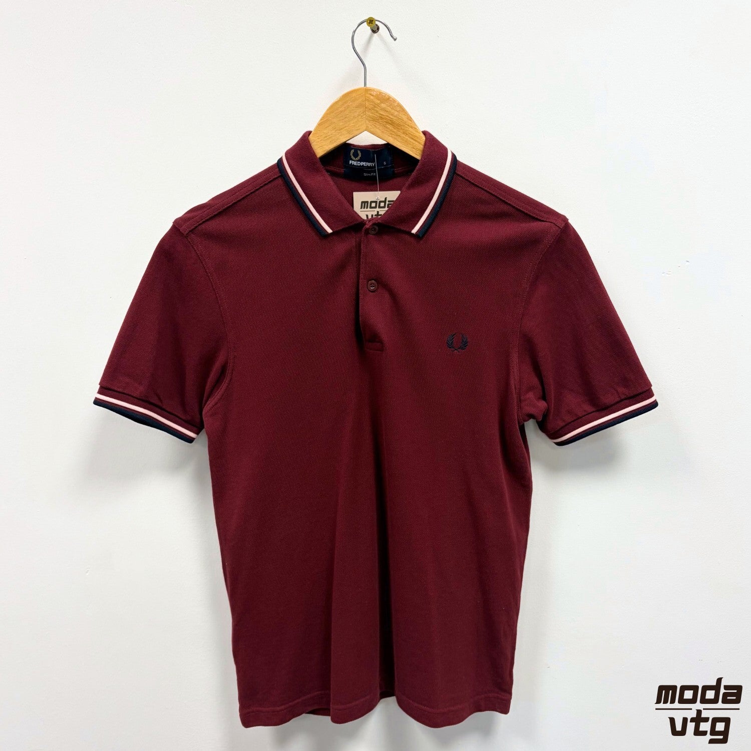 Fred Perry Polo Burgundy Small Slim Fit Vintage Y2K Mod Terrace Casuals Retro