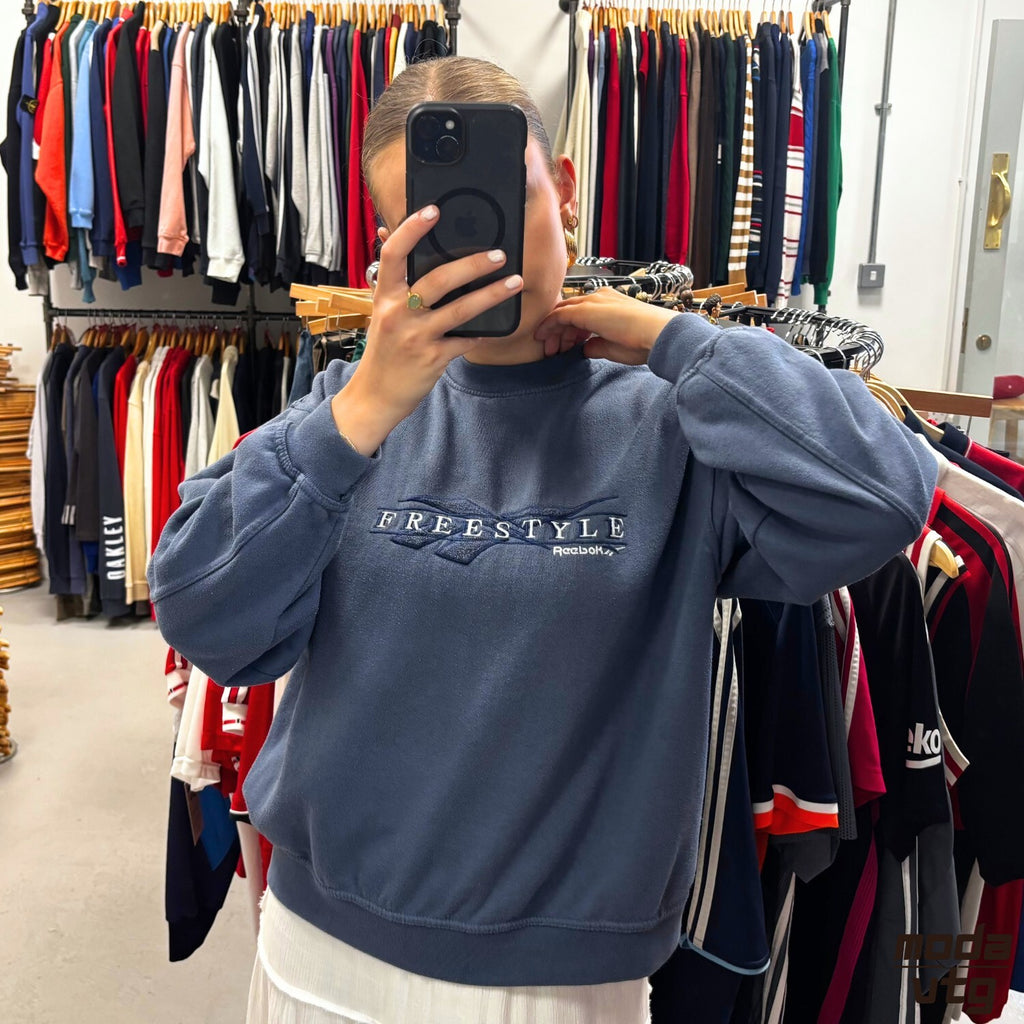 Vintage 90s Reebok Sweatshirt Blue XS Unisex Retro Spellout