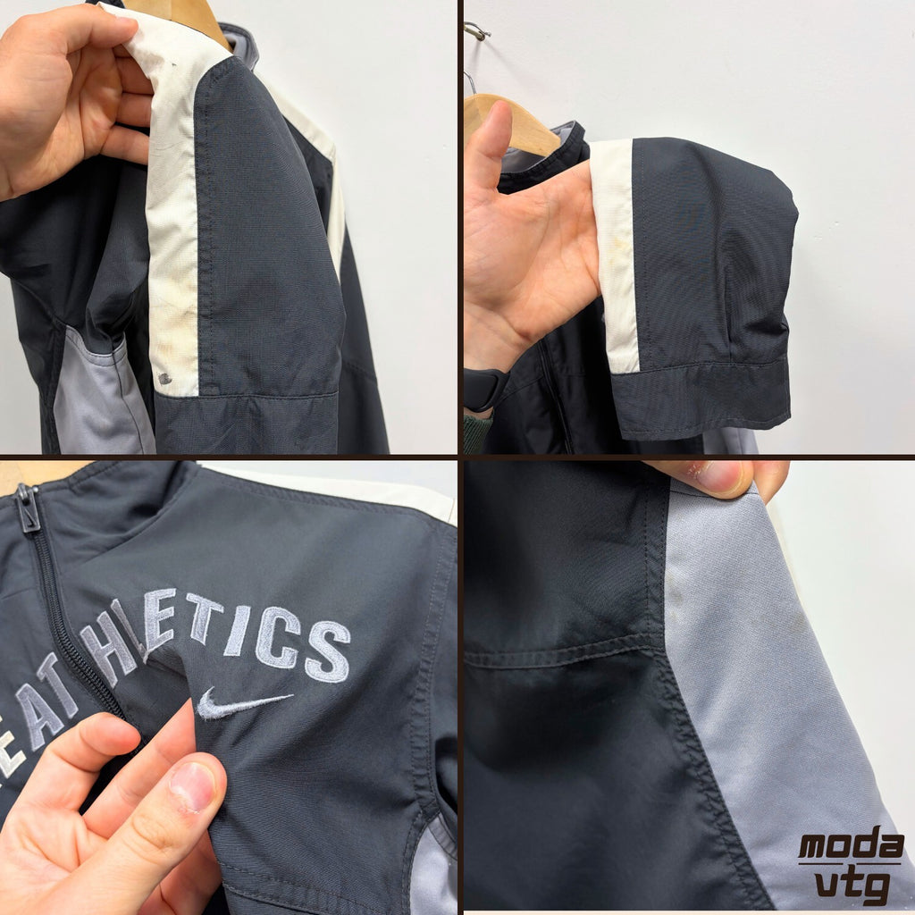 Nike Track Jacket Grey White Womens Vintage Y2K Athletic Retro Sporty Two Tone